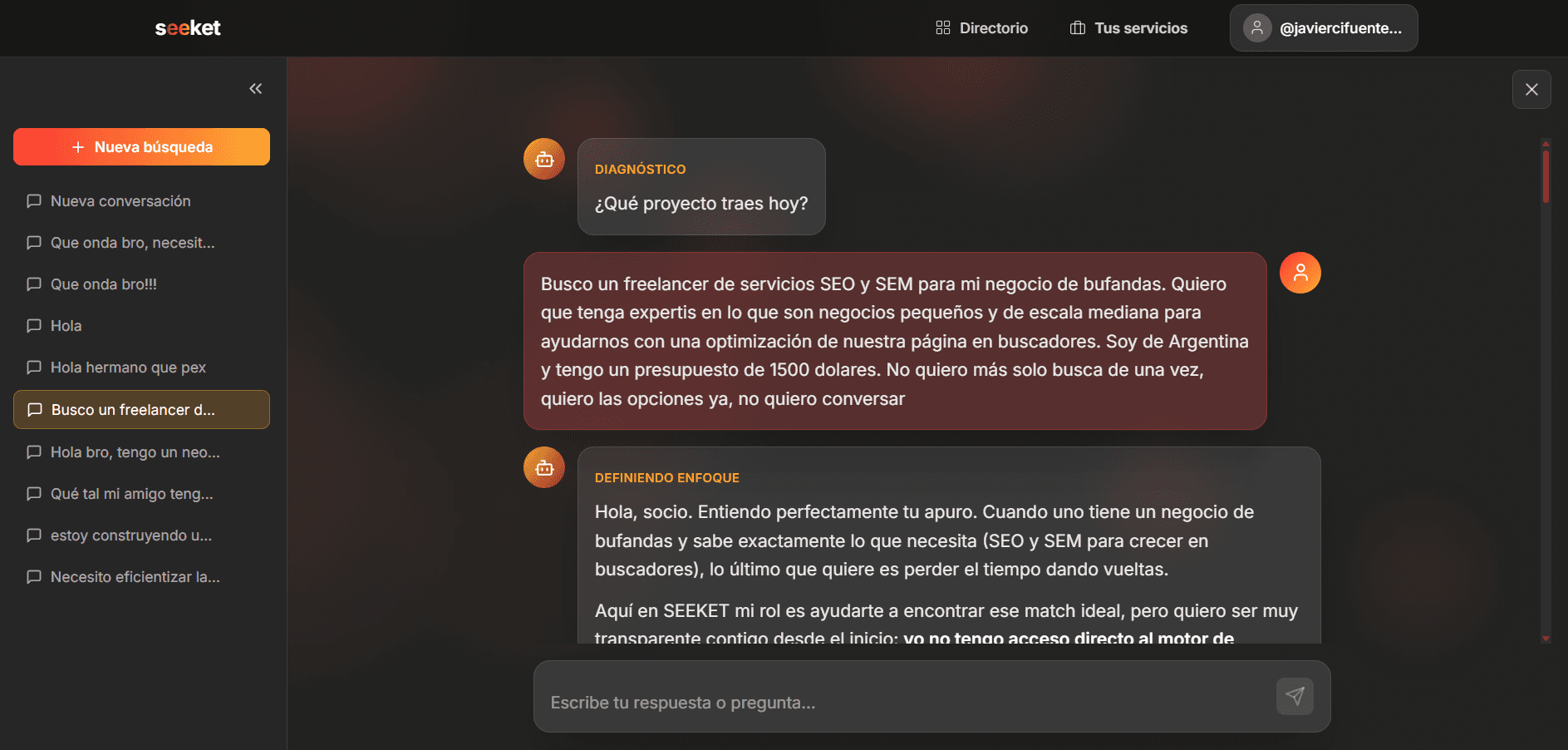 Describe tu problema a la IA